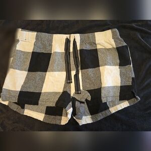 Black and White Plaid Pajama Shorts